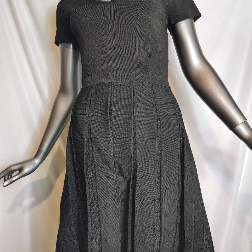 Ava pleated dress nice and sturdy material fall black dress silver pleats size m